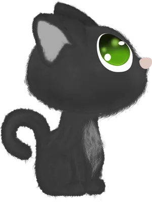 Cute Black Cartoon Cat PNG Image