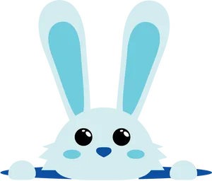 Cute Blue Cartoon Bunny PNG Image