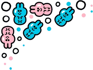 Cute Bunny Clouds Border PNG Image