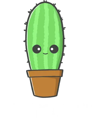 Cute Cactus Cartoon Message PNG Image