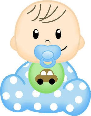 Cute Cartoon Baby With Pacifier PNG image with transparent background
