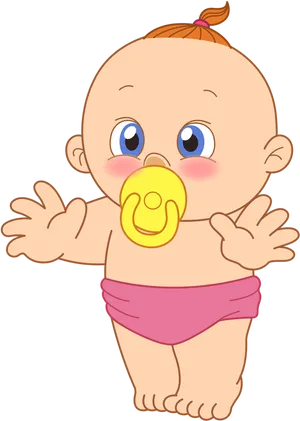 Cute Cartoon Baby With Pacifier PNG Image