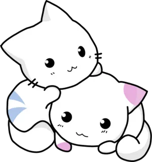 Cute Cartoon Cats Cuddling.png PNG Image