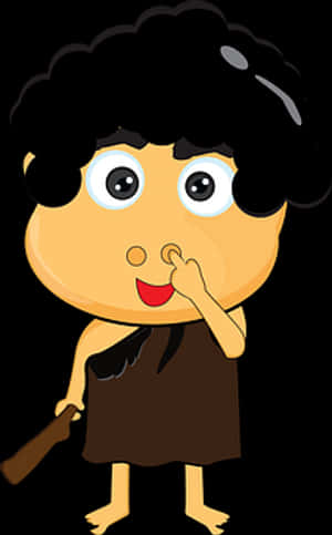 Cute Cartoon Caveman Character PNG with transparent background