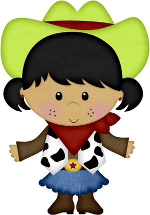 Cute Cartoon Cowgirl Illustration.png PNG image with transparent background