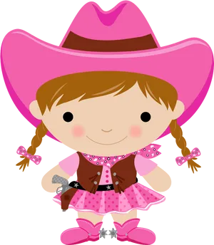 Cute Cartoon Cowgirl Vector PNG Image