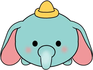 Cute Cartoon Elephantwith Yellow Hat PNG Image