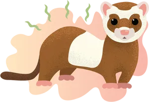 Cute Cartoon Ferret PNG Image