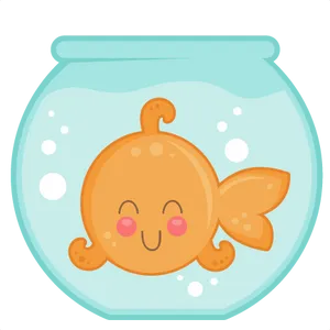 Cute Cartoon Fishin Bowl PNG Image