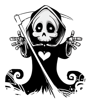 Cute Cartoon Ghostwith Scythe PNG image with transparent background