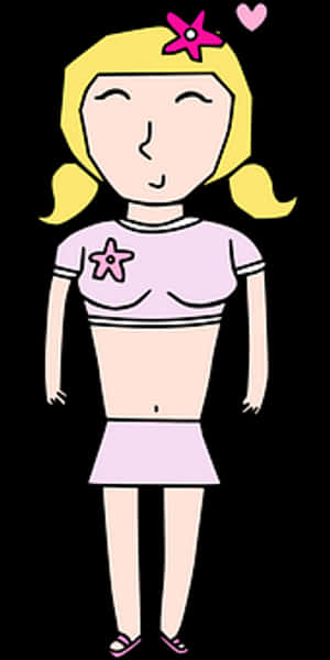 Cute Cartoon Girlwith Star Accessories PNG with transparent background