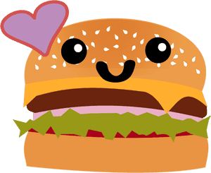 Cute Cartoon Hamburger Love PNG image with transparent background