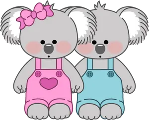 Cute Cartoon Koalasin Overalls PNG Image