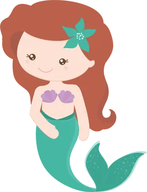 Cute Cartoon Mermaid Clipart PNG Image