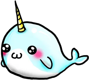 Cute Cartoon Narwhal PNG Image