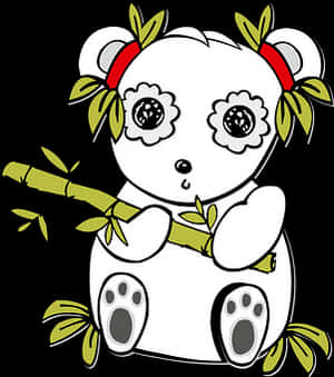 Cute Cartoon Pandawith Bamboo PNG image with transparent background