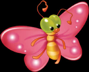 Baby Butterfly Cartoon Clip Art Pictures - Cartoon Pink Butterfly Clipart, HD Png Download PNG