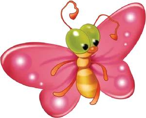 Cute Cartoon Pink Butterfly PNG Image