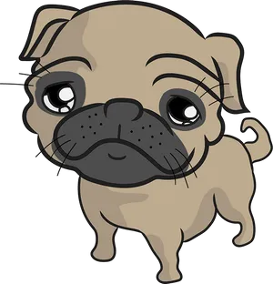 Cute Cartoon Pug Illustration PNG Image