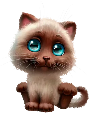 Cute Cartoon Siamese Cat PNG Image