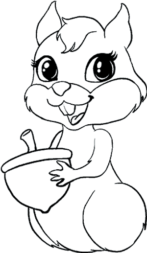 Cute Cartoon Squirrel Holding Acorn PNG image with transparent background