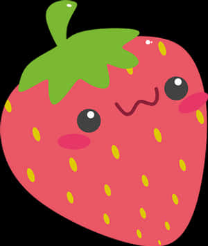Cute Cartoon Strawberry PNG with transparent background
