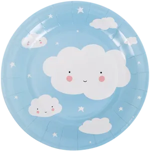 Cute Cloud Paper Plate Design PNG Image