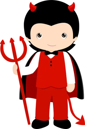 Cute Devil Costume Cartoon PNG Image