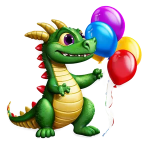 Cute Dragon With Balloons Png Mgn PNG Image