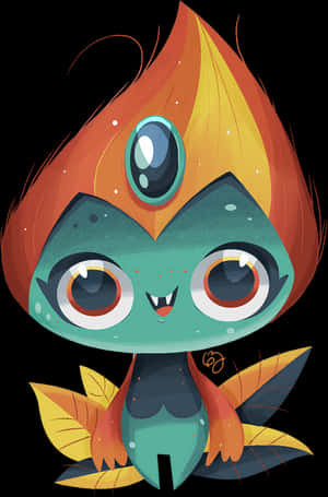 Cute_ Fire_ Elemental_ Monster PNG image with transparent background