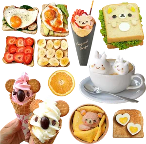 Cute Food Collage PNG Image