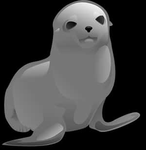Cute Gray Seal Illustration PNG image with transparent background