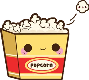 Cute_ Kawaii_ Popcorn_ Character PNG Image