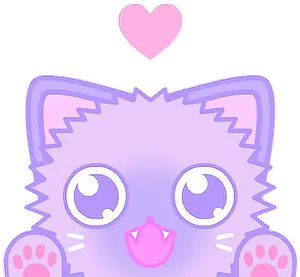 Cute_ Purple_ Kitten_ Love PNG Image