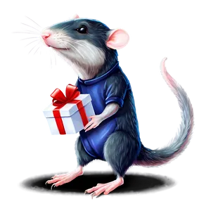 Cute Rat With Gift Png 56 PNG Image