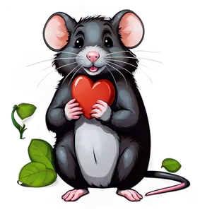 Cute Rat With Heart Png Urc PNG Image