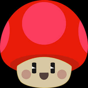 Cute Red Mushroom Cartoon PNG with transparent background
