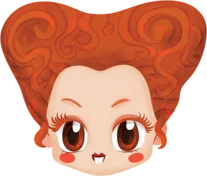 Cute Redhead Witch Cartoon PNG Image