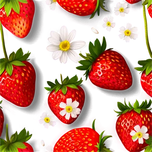 Cute Strawberry With Flowers Png Jyn60 PNG Image