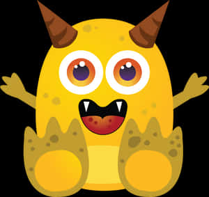 Cute Yellow Cartoon Monster PNG image with transparent background