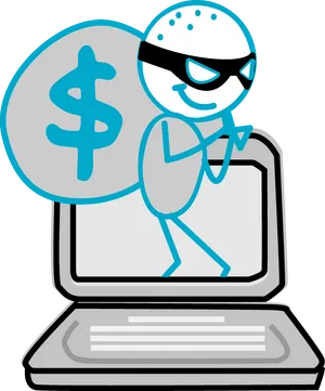 Cyber Thief Cartoon Character PNG Image