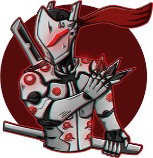 Cybernetic Ninja Genji Illustration PNG Image