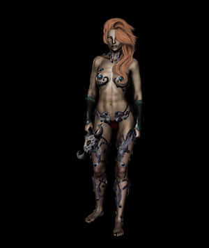 Cybernetic Warrior Artwork PNG image with transparent background