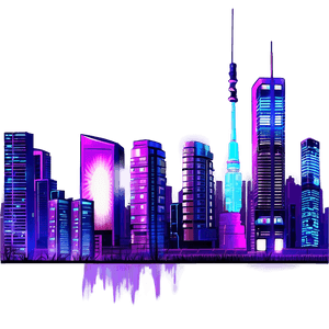 Cyberpunk City Vaporwave PNG ldc PNG image with transparent background