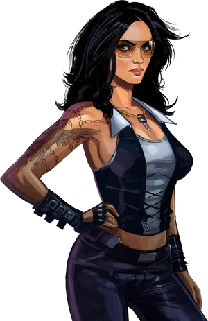 Cyberpunk Female Character Artwork PNG Image