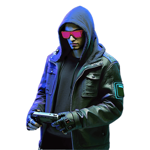 Cyberpunk Hacker Action PNG uby PNG image with transparent background
