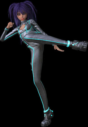 Cyberpunk Martial Artist Character PNG with transparent background