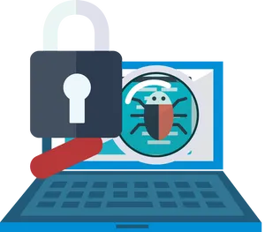 Cybersecurity Concept Laptopand Lock PNG Image