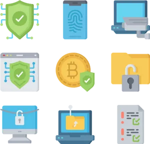 Cybersecurity Icons Set PNG Image