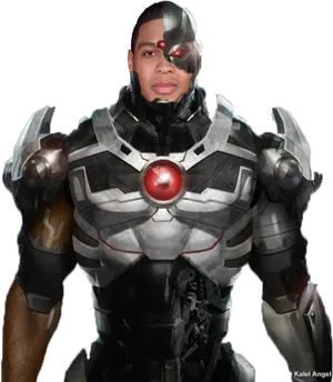 Cyborg Hero Portrait PNG Image